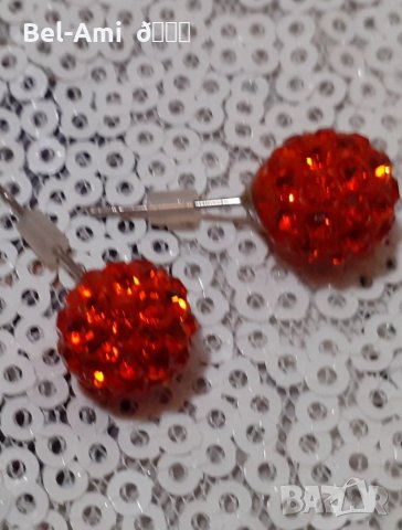 Оранжеви обеци със Сваровски камъни, снимка 2 - Обеци - 33878928