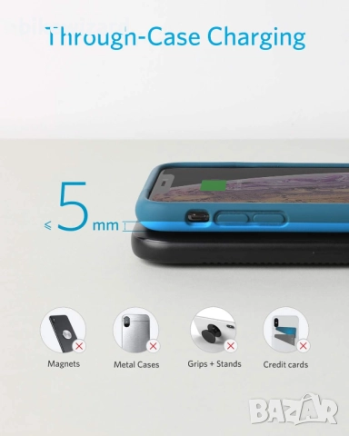 Безжично зарядно устройство Anker, PowerWave Base Pad 10w max НОВО, снимка 4 - Оригинални зарядни - 52741821