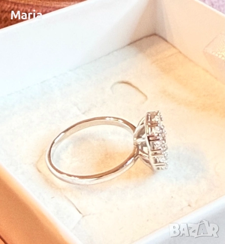 Дамски пръстен бяло злато и диаманти, снимка 5 - Пръстени - 52470815