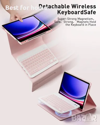 Калъф с клавиатура TUNKARMOR за Samsung Galaxy Tab S10 Lite / S10 FE / S9 FE / S9 / S8 / S7, снимка 5 - Калъфи, кейсове - 56233854