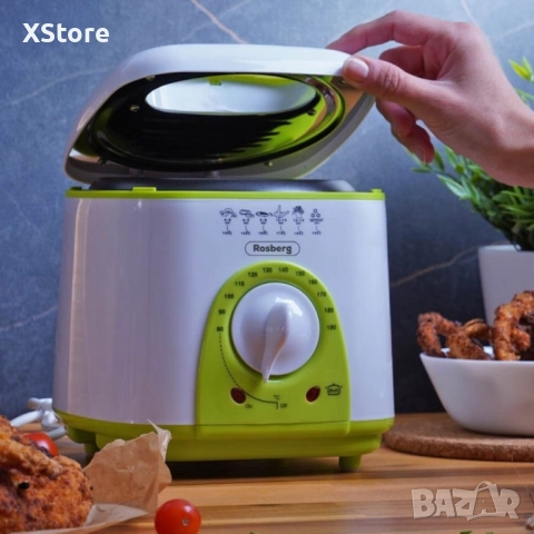 Фритюрник мини Rosberg, 1 литър, 950W, 80-190 C, 24 МЕСЕЦА ГАРАНЦИЯ, снимка 3 - Фритюрници - 52436674
