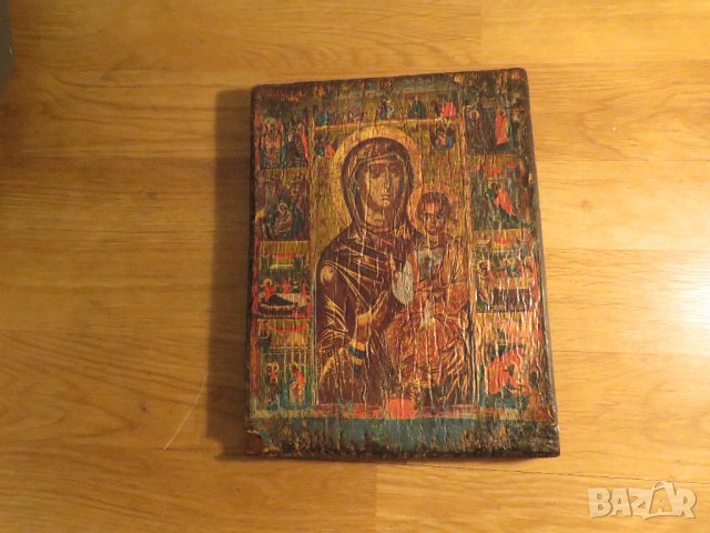 † Стара православна ръчно рисувана икона Житие на Дева Мария, Света Богородица религия, снимка 3 - Икони - 35745184