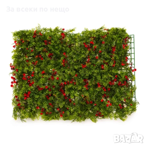 Зелено пано за стена с червени цветчета, 40*60см Код P1262