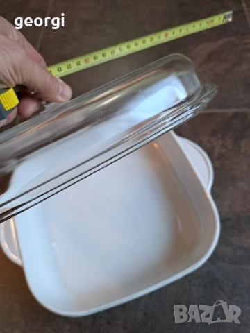 френско квадратно керамично плато със стъклен похлупак 29/6, снимка 3 - Чинии - 52809755