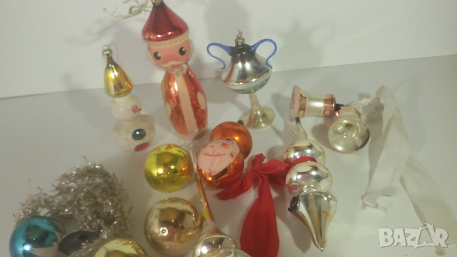Лот ретро коледни орнаменти от тънко стъкло, снимка 5 - Декорация за дома - 52058870
