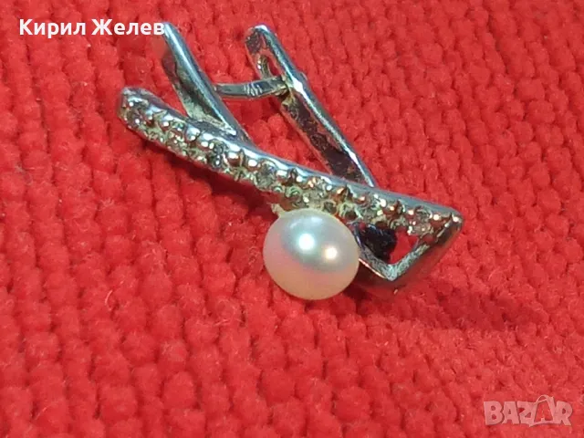 СКЪПОЦЕННА АНГЛИЙСКА СРЕБЪРНА ОБЕЦА СРЕБРО 925 с НАТУРАЛНА БЯЛА ПЕРЛА и МИНИАТЮРНИ ЦИРКОНИ 49864, снимка 10 - Обеци - 48986935