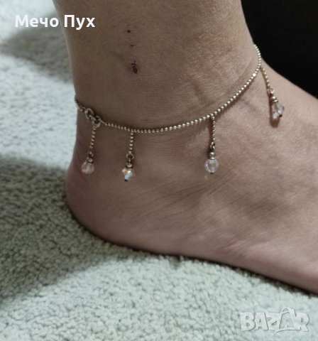 Сребърно колие и обеци Сваровски Архи Аурора Бореалис и гривна за крак, снимка 4 - Бижутерийни комплекти - 39061378