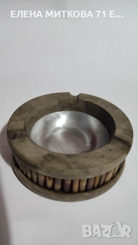 Масивен пепелник с метална вложка-ръчна изработка, снимка 2 - Антикварни и старинни предмети - 53515034