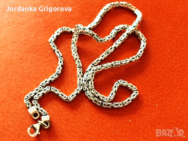 Сребърен синджир - кралска плетка, снимка 3 - Колиета, медальони, синджири - 42199704