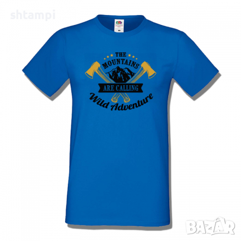 Мъжка тениска The Mountains Are Calling Wild Adventure,Къмпинг,Планина,Изненада,Подарък,Поход,Връх,, снимка 4 - Тениски - 36355053