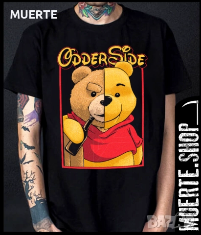 Черна тениска с щампа ODDER SIDE POOH