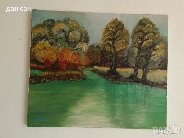 маслена картина пейзаж датиран подпис Франция 