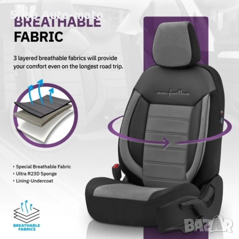 К-т Луксозна Тапицерия Automat-OTOM, Текстил с еко кожа, COMFORT LINE Design, Сиво-Черна със сив шев, снимка 6 - Аксесоари и консумативи - 52792645