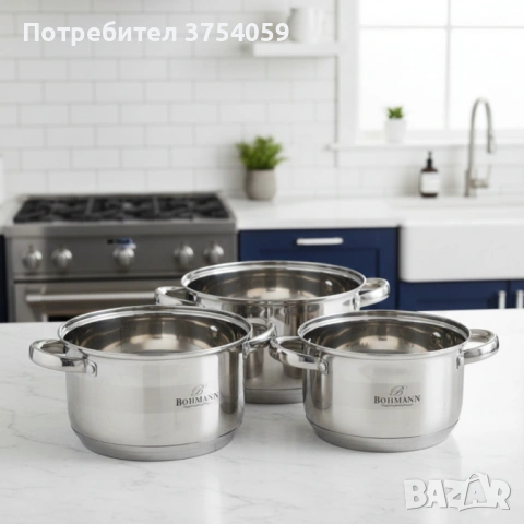 Комплект тенджери Bohmann BH 06-275 – 6 части от инокс за индукция и удобно ежедневно готвене у дома, снимка 2 - Съдове за готвене - 53075987