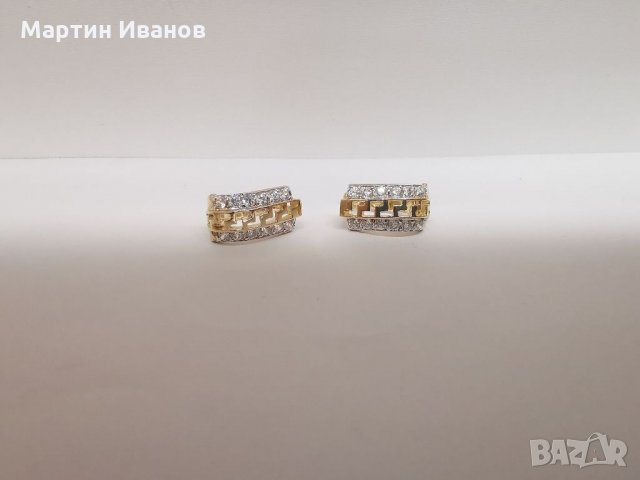 Златни обеци с цирконий 1, снимка 4 - Обеци - 35945126