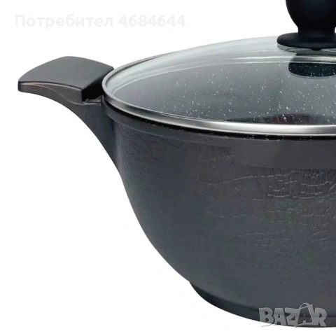 Комплект от 3 тенджери Cheffinger с мраморно покритие 20/24/28 см с капаци – незалепващи съдове , снимка 5 - Котлони - 53159434
