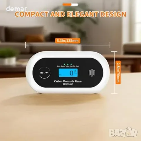 CO детектор с LCD дисплей и 10-годишна запечатана батерия, 85 dB сирена, EN 50291 / UKCA, снимка 3 - Аларми и датчици - 55827449