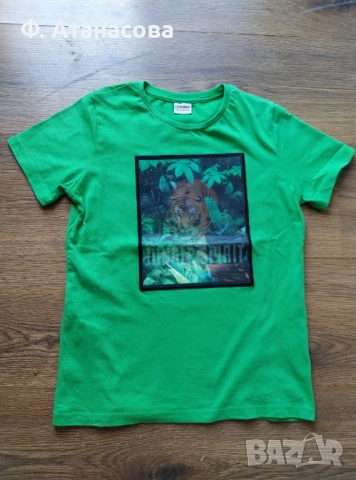 Страхотна детска тениска апликация тигър размер 128-134, 8-9г., като нова