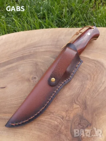 Висококачествен ловен нож D2,фултанг с кожена кания, снимка 7 - Ножове - 49873136