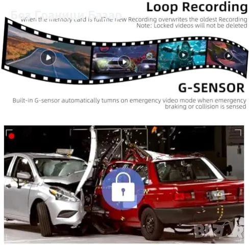 Нова Двойна камера за кола 10” Full HD с нощно виждане, 150° ъгъл и 64GB карта, снимка 4 - Друга електроника - 47945649