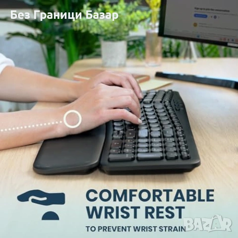 Нова Компактна ергономична клавиатура Perixx с магнитна опора за китки, снимка 5 - Клавиатури и мишки - 53390497