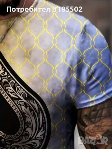 Мъжка тениска с графичен принт с акцент Асо пика, снимка 11 - Тениски - 51194245