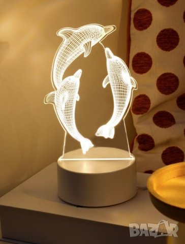Лед нощна лампа с делфини за подарък , снимка 2 - Други - 41755523