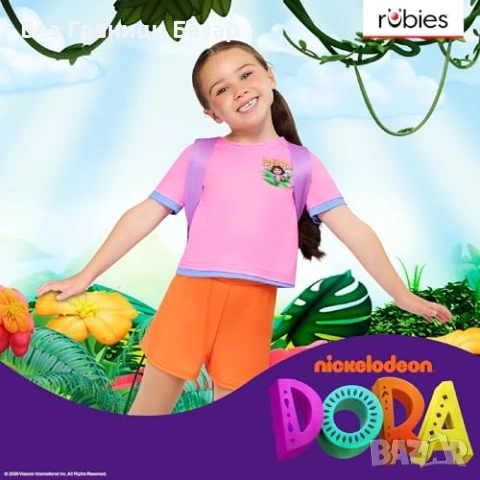 Нов Официален Dora the Explorer детски маскараден костюм Rubies 3 части с раничка, снимка 5 - Други - 53353144