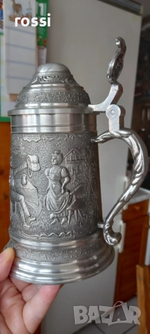 Vintage. Нова. Немска калаена халба Lindenwirtin 650 мл., снимка 3 - Антикварни и старинни предмети - 51644847