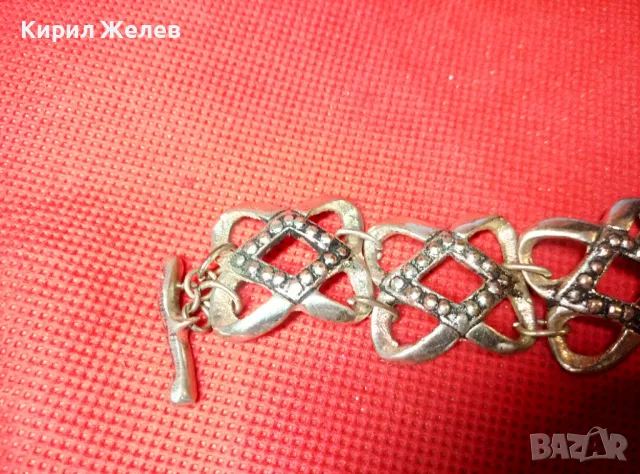 СТИЛНА ПОЗЛАТЕНА АЖУРНА ВИНТИДЖ ГРИВНА с ПОСРЕБРЕНА ОРНАМЕНТИКА 47402, снимка 6 - Гривни - 47297711