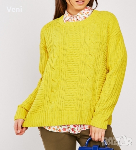 Жълт пуловер плътен и топличък НОВ