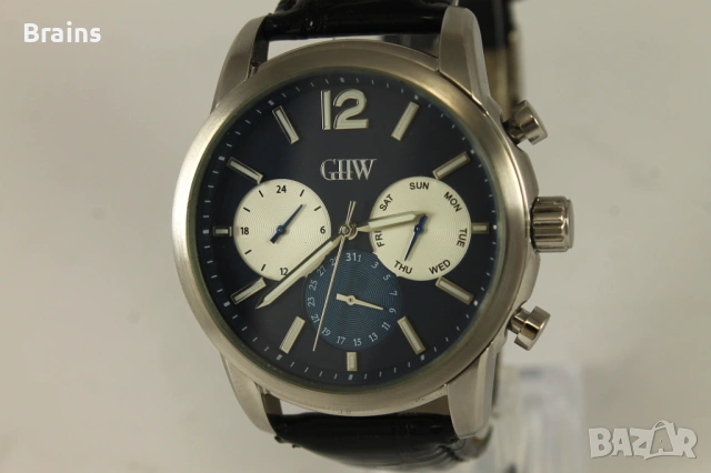GHW Мъжки Стоманен Кварцов Часовник Календар, снимка 3 - Мъжки - 53570890