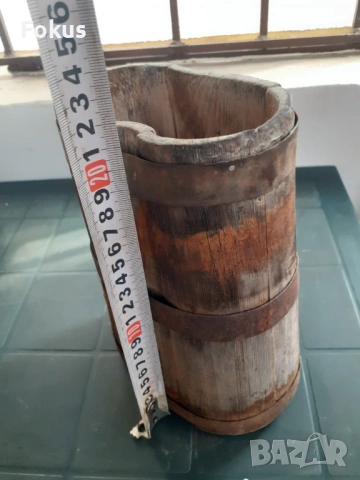 Стар дървен съд примитив бъкел бъклица ведро, снимка 5 - Антикварни и старинни предмети - 53291450