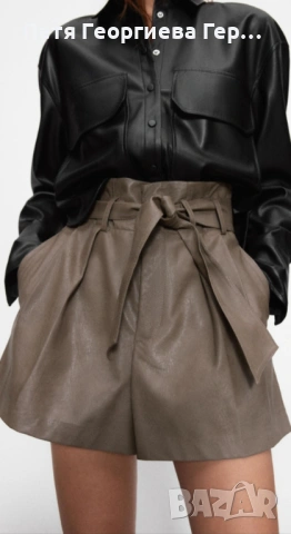 Къси кожени панталонки на Zara размер S , снимка 4 - Къси панталони и бермуди - 53223170