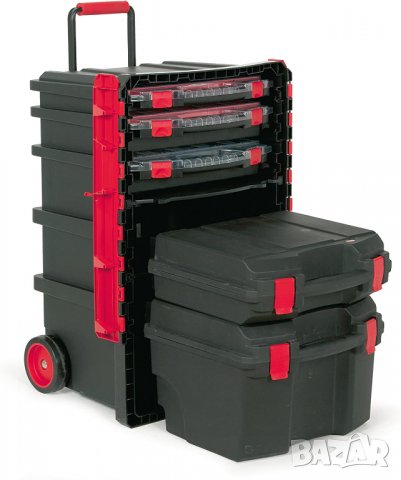 Пластмасов куфар TAYG № 59 (за кутии за дребни части, с колелца, телескопична дръжка, снимка 2 - Други инструменти - 39960184