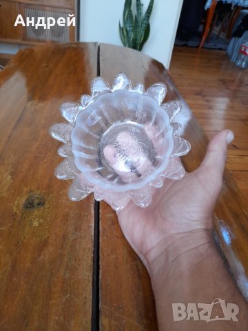Стара стъклена купа #5, снимка 3 - Антикварни и старинни предмети - 34092994