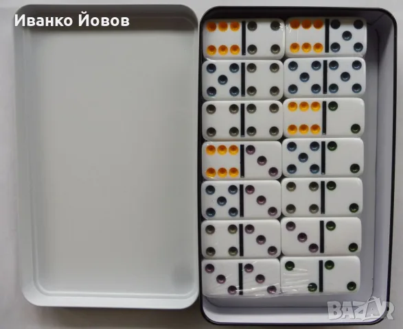 Цветно домино в метална кутия - забавна и образователна настолна игра, снимка 2 - Образователни игри - 55796744