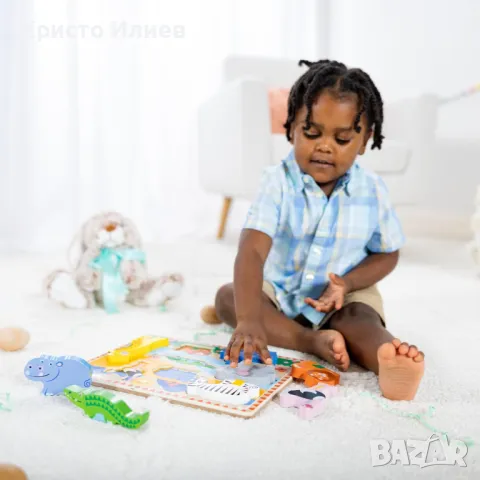 Дървен пъзел с животни Melissa and Doug Сафари 8 части, снимка 2 - Игри и пъзели - 49728539