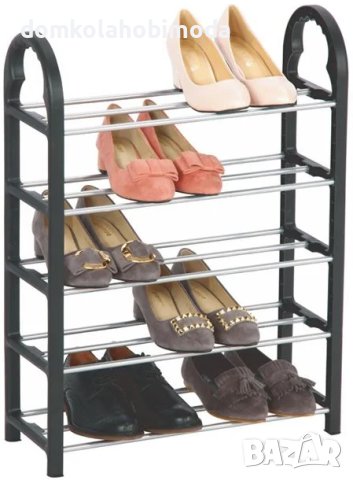 Етажерка за обувки с 4 рафта, Метал и пластмаса,  63x18.5x66 см,