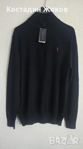 Нов със етикет. Мъжки оригинален пуловер с яка и къс цип (half-zip) на марката Polo Club. 