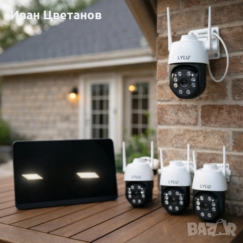 Комплект 4 камери HD с дисплей - интелигентно засичане на движение и сигурност