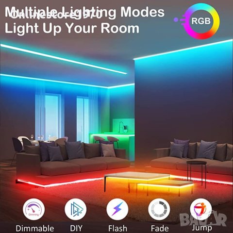 RGB LED лента, 10 м Bluetooth/Дистанционно управление, многоцветна, снимка 2 - Лед осветление - 41509981
