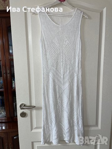 Нова фабрично плетена  бяла дълга плажна рокля елегантна миди midi дължина , снимка 8 - Рокли - 42677930
