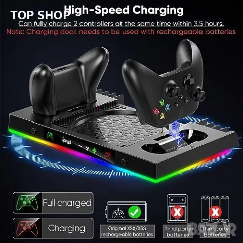 FYOUNG охлаждащ вентилатор и зарядна станция за Xbox Series X, снимка 7 - Аксесоари - 49509549