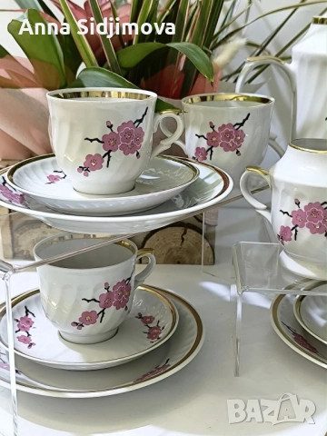 Руски порцелан сервиз за кафе , снимка 5 - Сервизи - 52408473