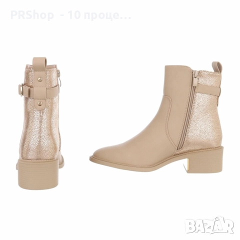 Дамски боти до глезена, еко кожа, ЧЕРЕН или БЕЖОВ, снимка 8 - Дамски боти - 52022321