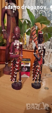 2 ръчно издялани африкански фигурки, снимка 17 - Други ценни предмети - 52500620