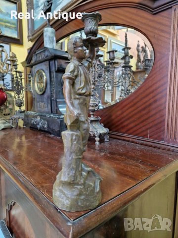 Антикварна френска фигура статуетка пластика свещеник , снимка 4 - Антикварни и старинни предмети - 39981976
