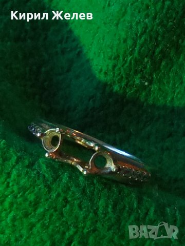 СТАР СРЕБЪРЕН ПРЪСТЕН СРЕБРО 925 с ГНЕЗДА за ИНКРУСТИРАНЕ на 3 СКЪПОЦЕННИ КАМЪЧЕТА 28765, снимка 3 - Пръстени - 37268785