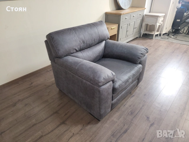 Сив фотьойл от плат, снимка 6 - Дивани и мека мебел - 53693230